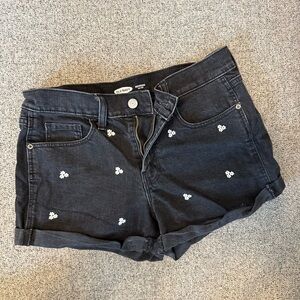 Old Navy Black Denim Shorts with White Embroidery